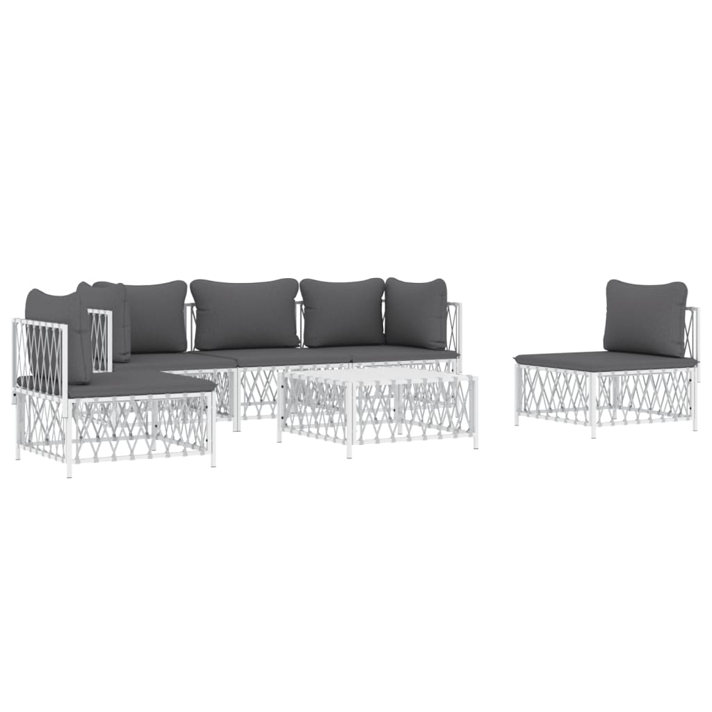6-delige Loungeset met kussens staal wit