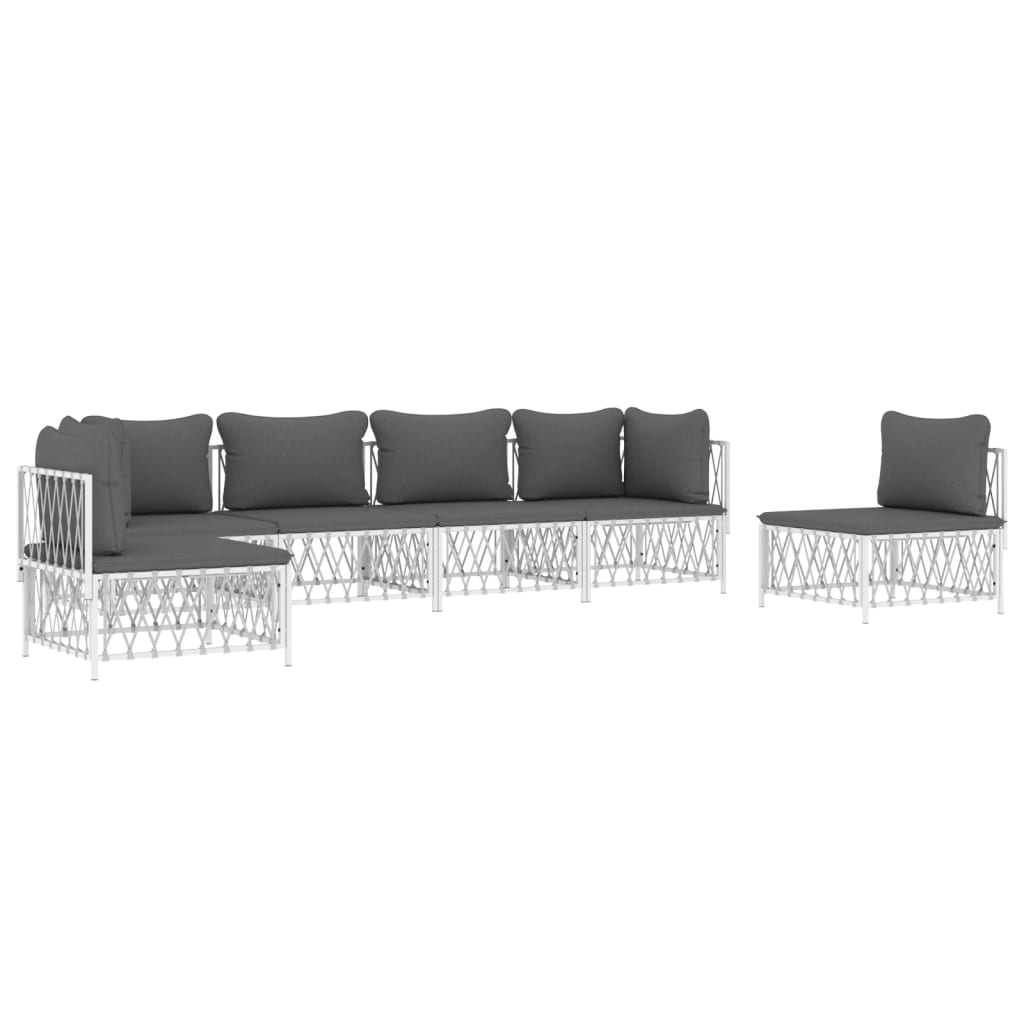 6-delige Loungeset met kussens staal wit