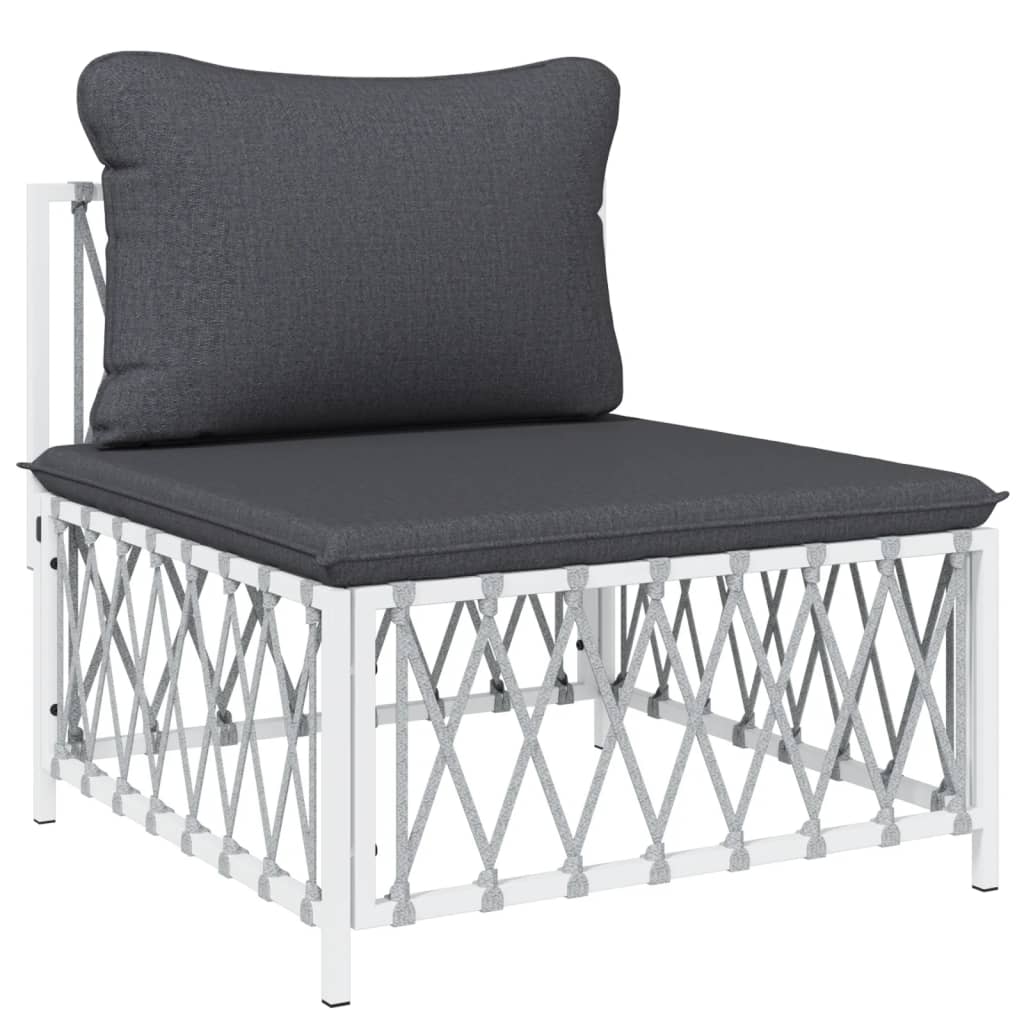 6-delige Loungeset met kussens staal wit