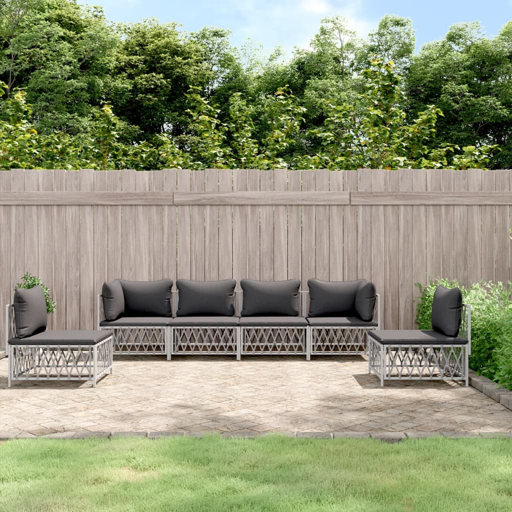 6-delige Loungeset met kussens staal wit
