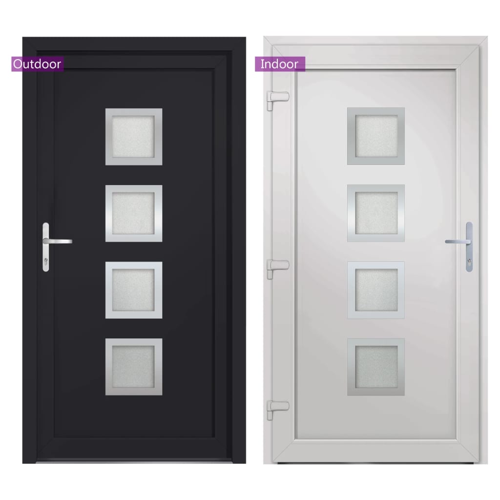Voordeur 88x200 cm PVC antracietkleurig