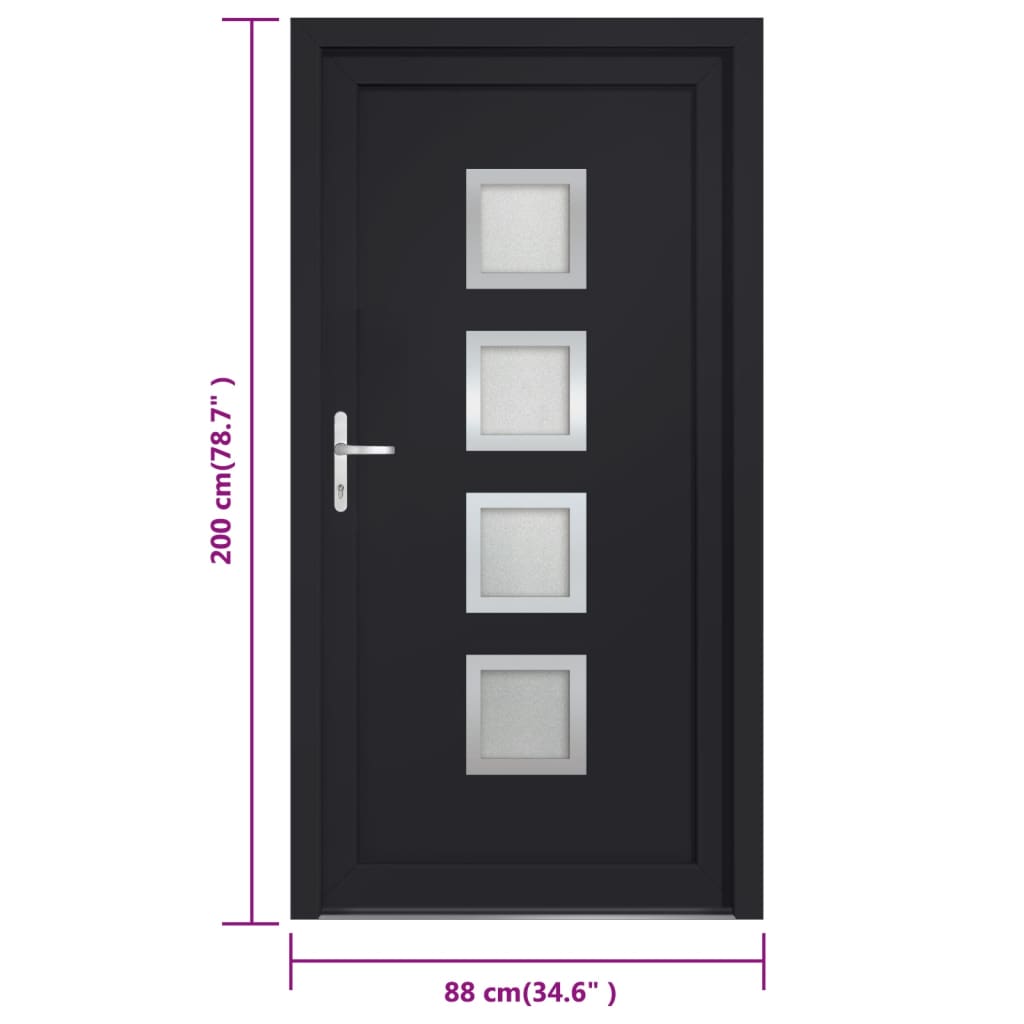 Voordeur 88x200 cm PVC antracietkleurig