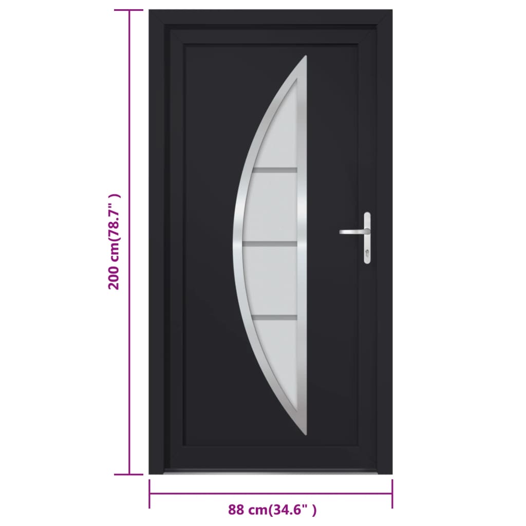 Voordeur 88x200 cm PVC antracietkleurig