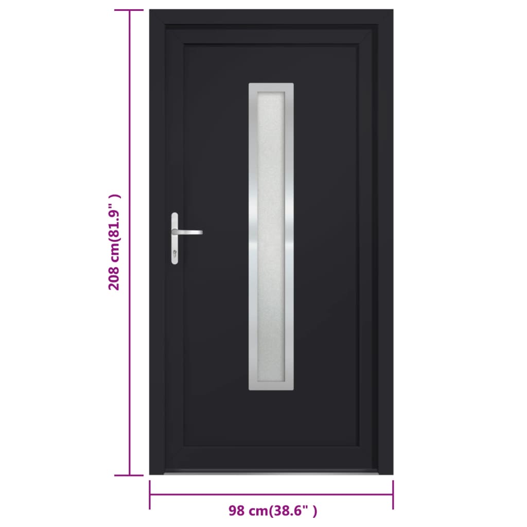Voordeur 98x208 cm PVC antracietkleurig