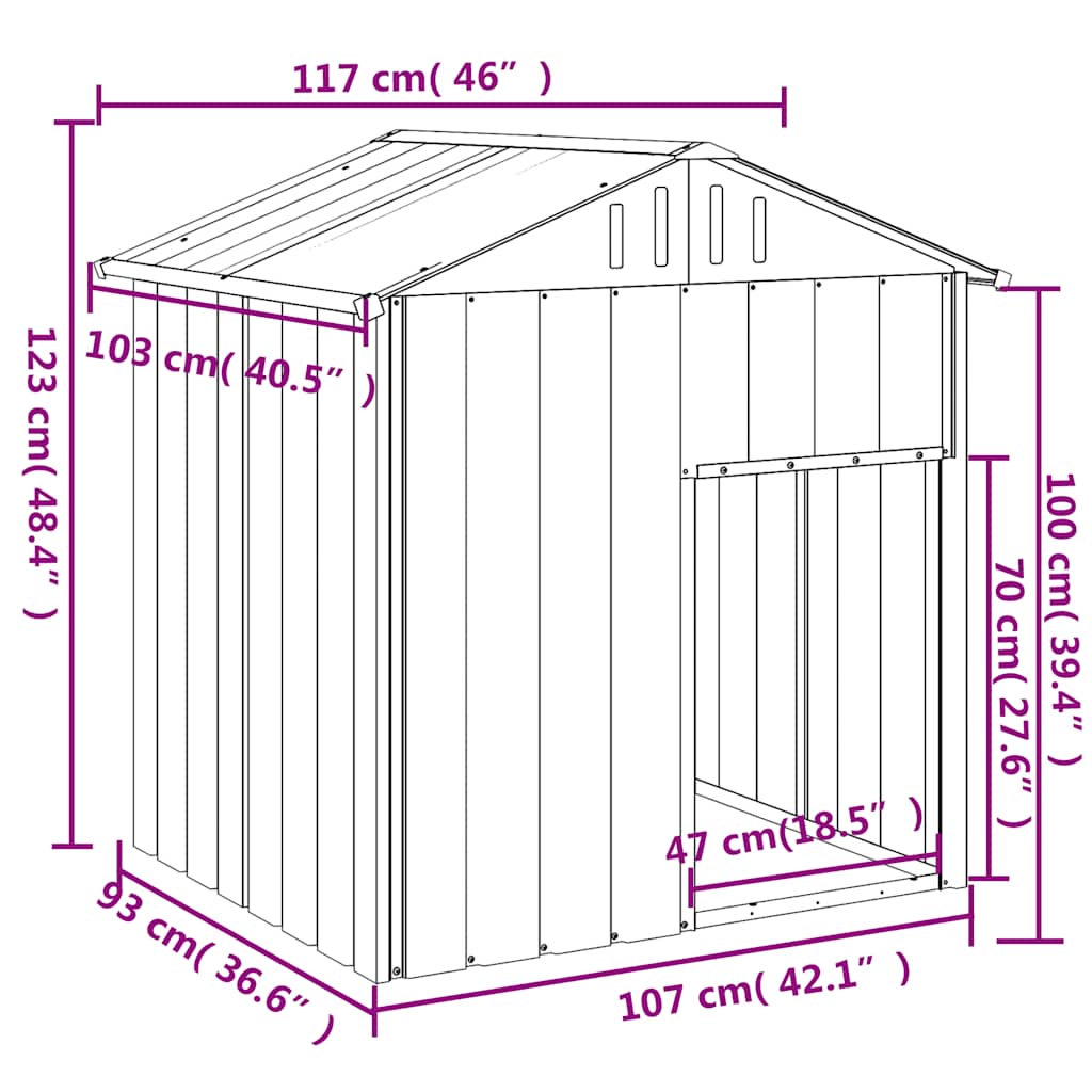 Hondenhok Met Dak 117X103X123 Cm Gegalvaniseerd Staal Lichtgrijs