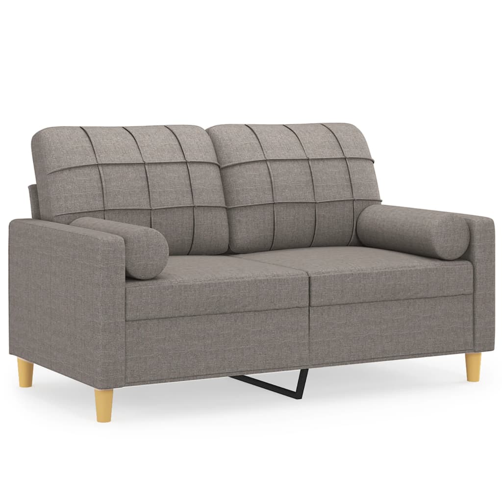 Tweezitsbank met sierkussens 120 cm stof taupe