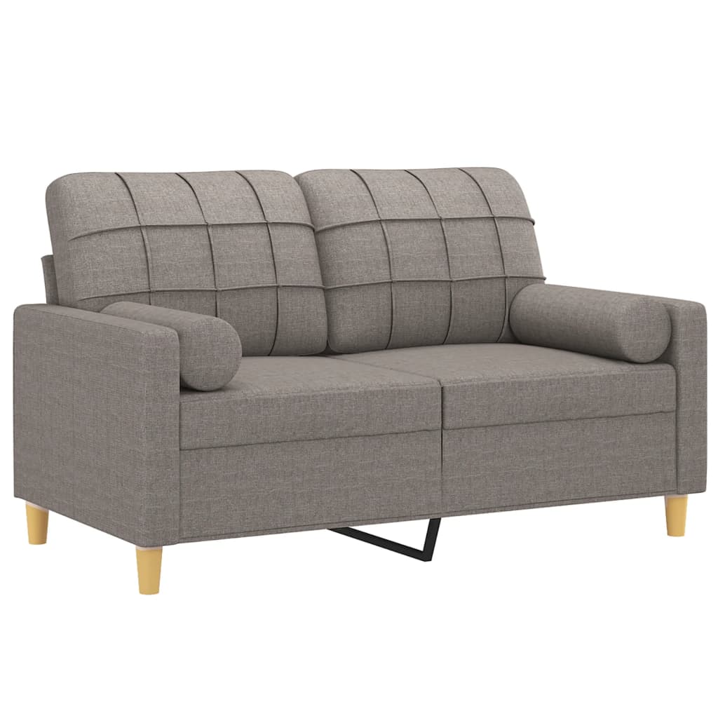 Tweezitsbank met sierkussens 120 cm stof taupe