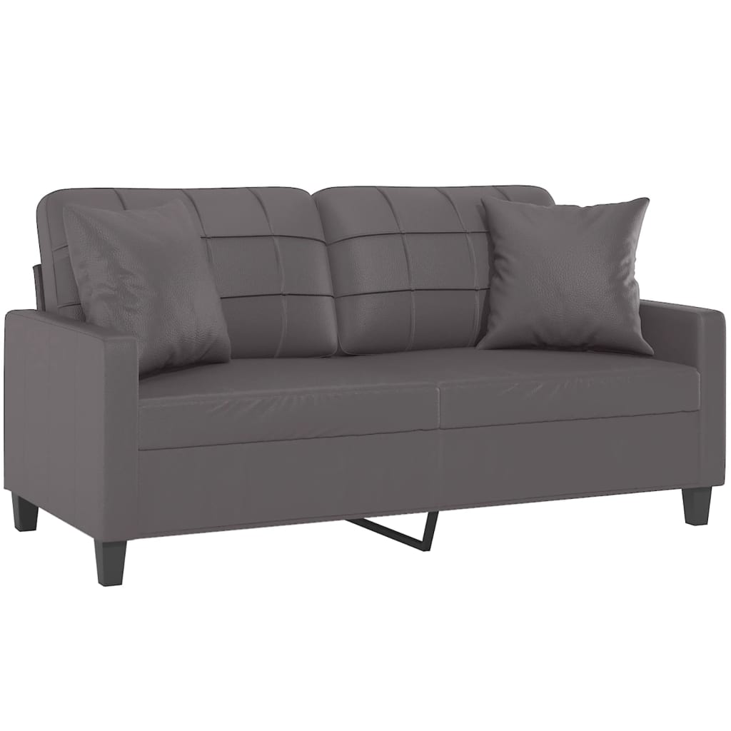 Tweezitsbank met sierkussens 140 cm kunstleer grijs