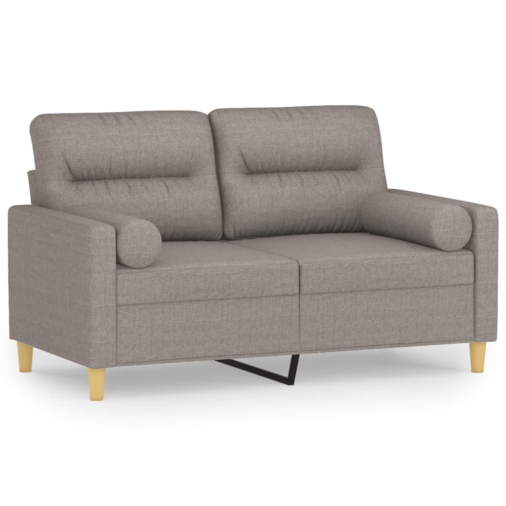 Tweezitsbank met sierkussens 120 cm stof taupe