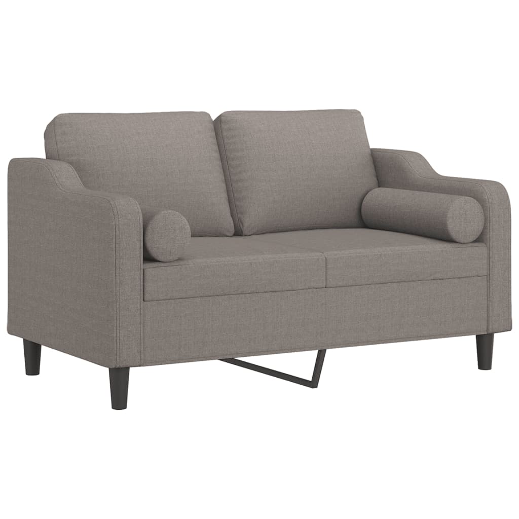 Tweezitsbank met sierkussens 120 cm stof taupe