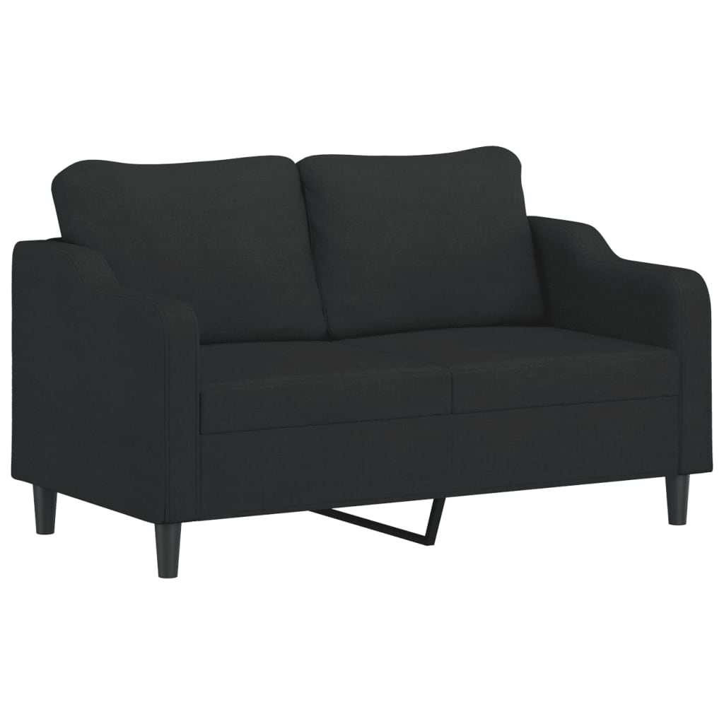 Tweezitsbank met sierkussens 140 cm stof zwart