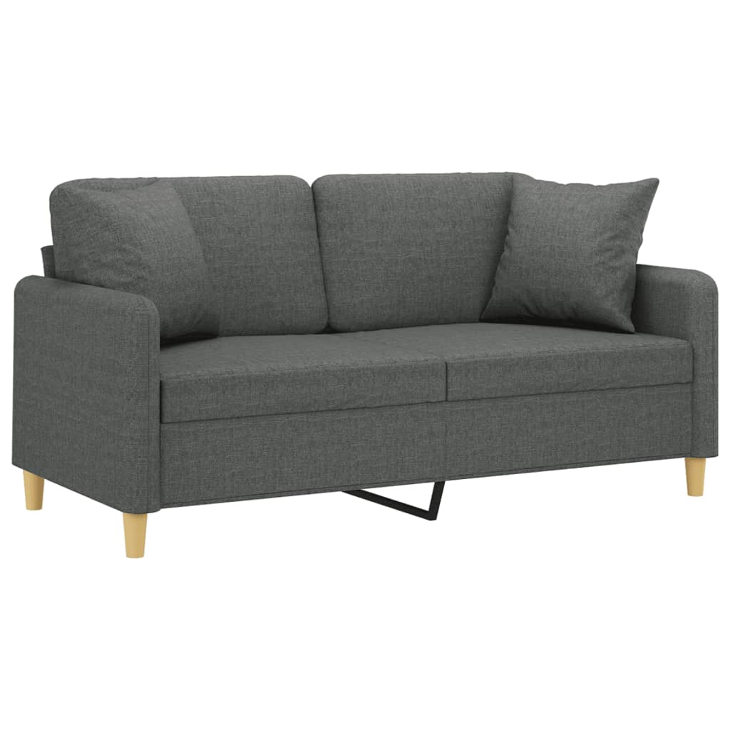 Tweezitsbank met sierkussens 140 cm stof donkergrijs