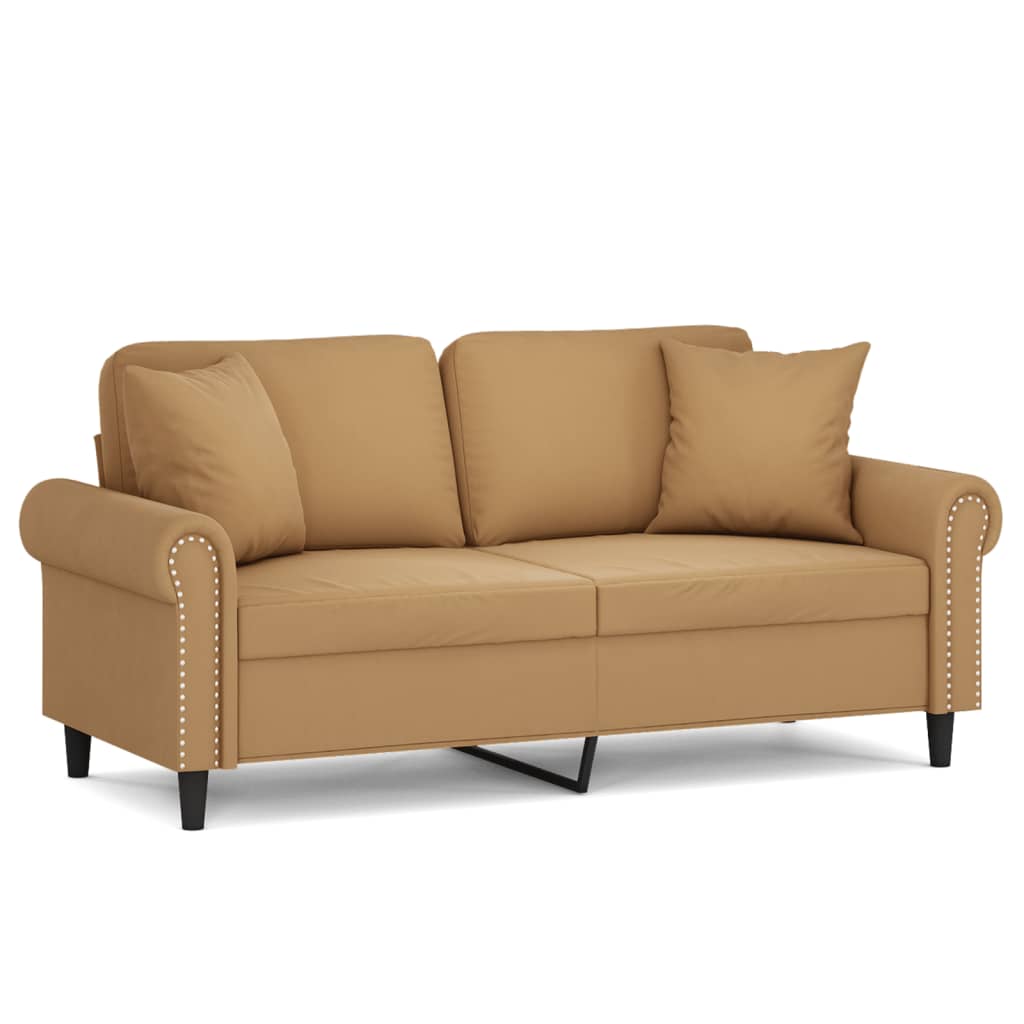 Tweezitsbank met sierkussens 140 cm fluweel bruin