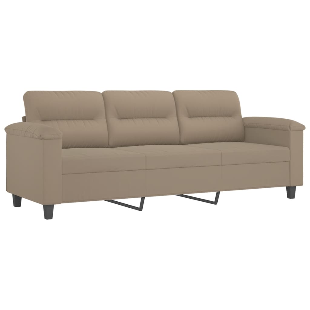 Driezitsbank met kussens 180 cm microvezelstof taupe