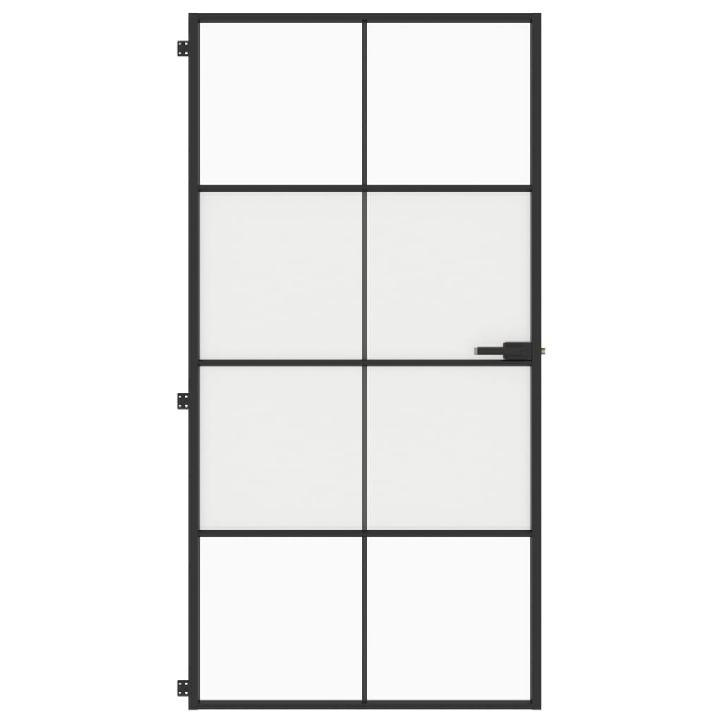 Binnendeur smal 102,5x201,5 cm gehard glas en aluminium zwart