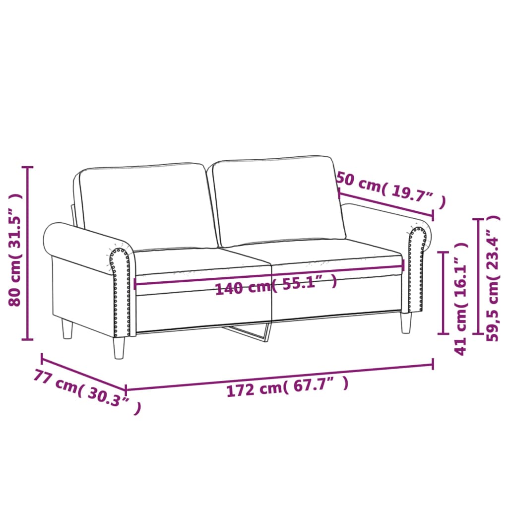 Tweezitsbank 140 cm kunstleer zwart