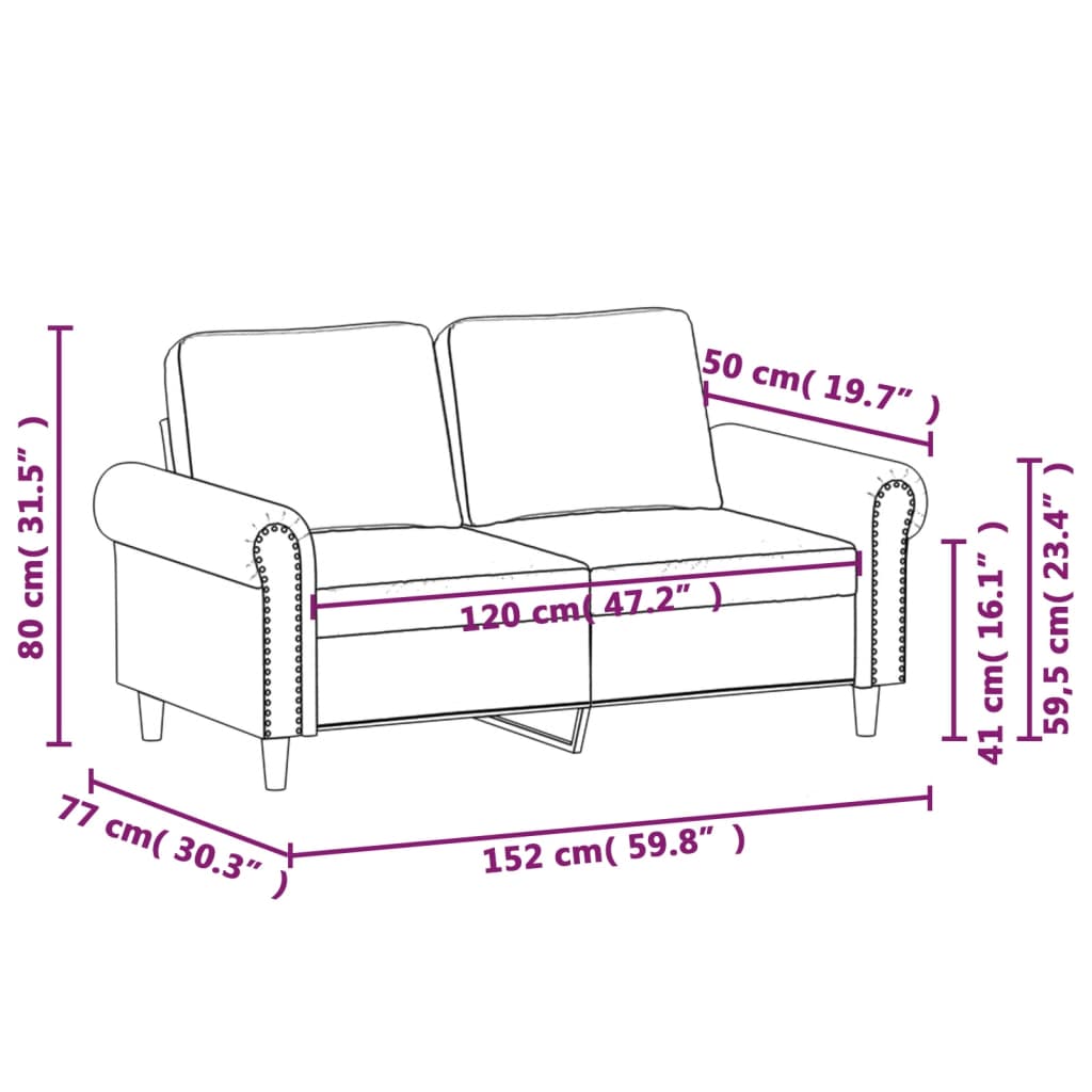 Tweezitsbank 120 cm fluweel lichtgrijs