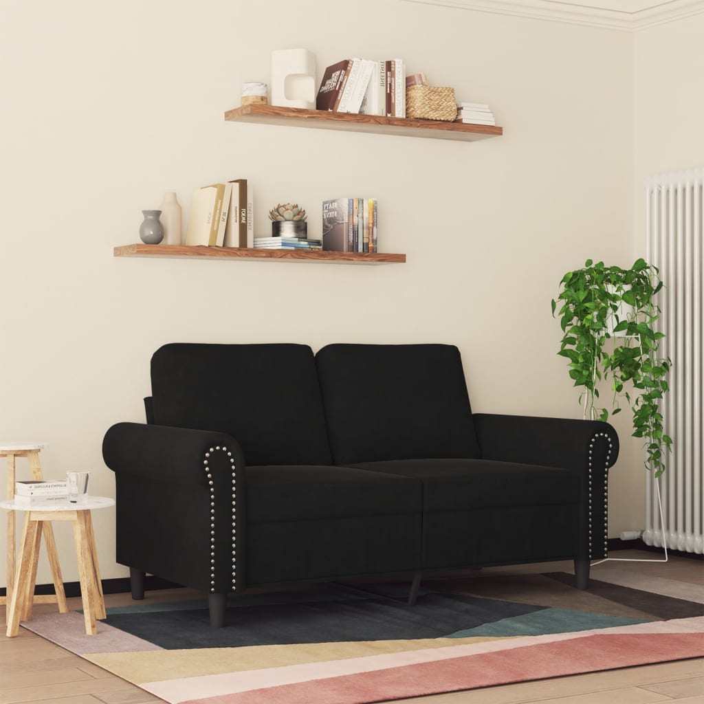 Tweezitsbank 120 cm fluweel zwart