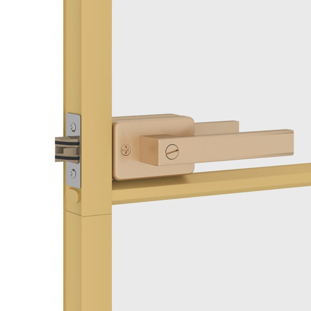 Binnendeur smal 76x201,5 cm gehard glas en aluminium goudkleur