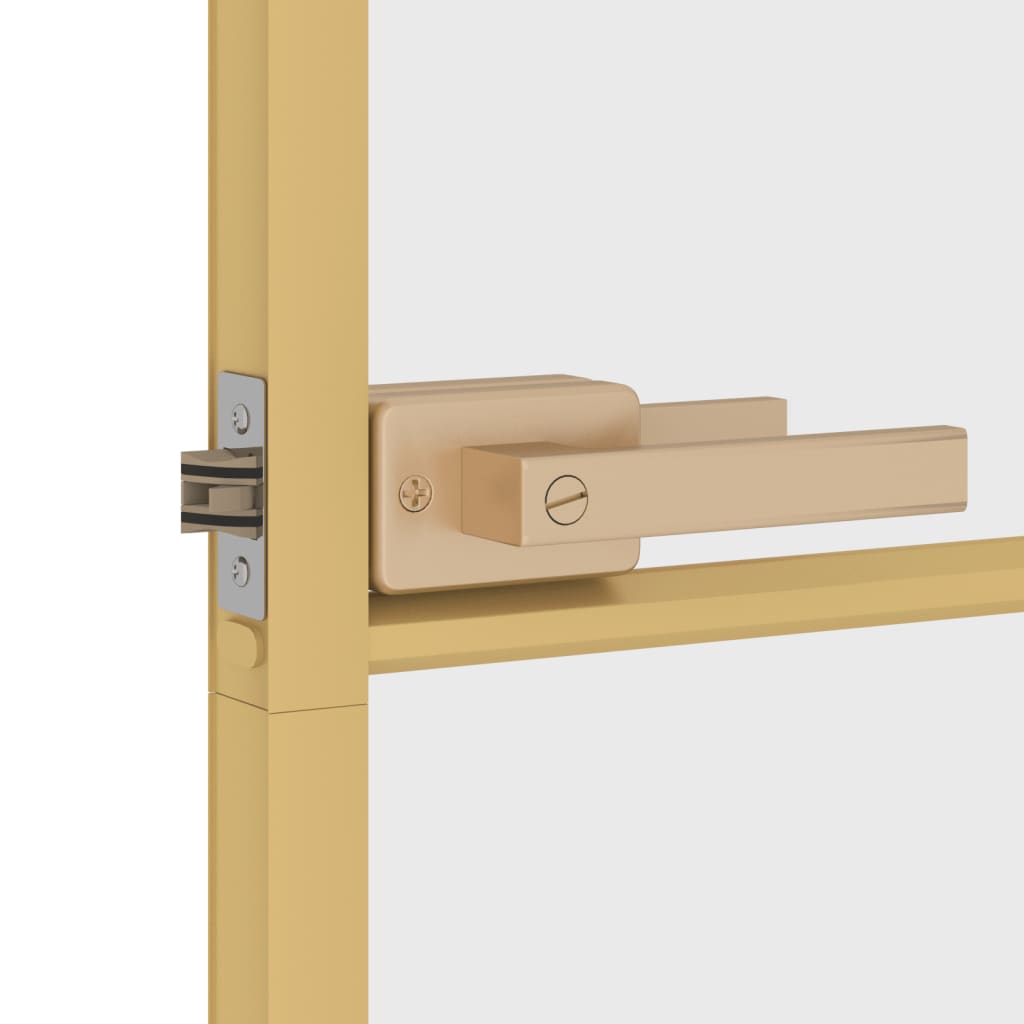 Binnendeur smal 93x201,5 cm gehard glas en aluminium goudkleur
