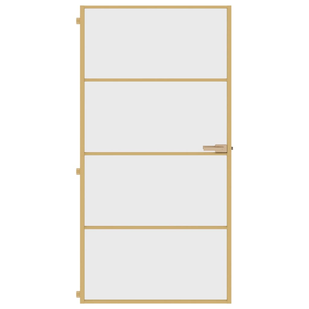 Binnendeur smal 102,5x201,5 cm gehard glas en aluminium goud
