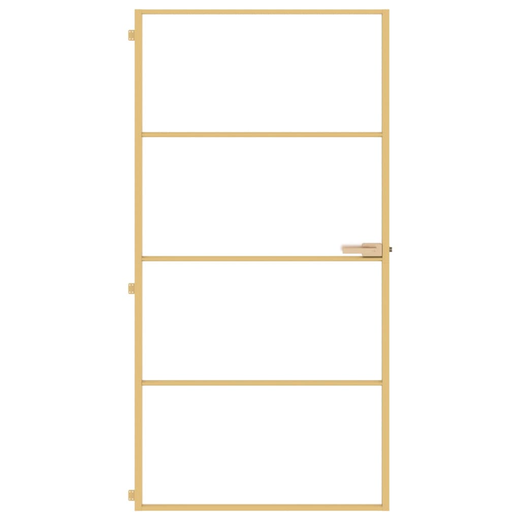Binnendeur smal 102,5x201,5 cm gehard glas en aluminium goud