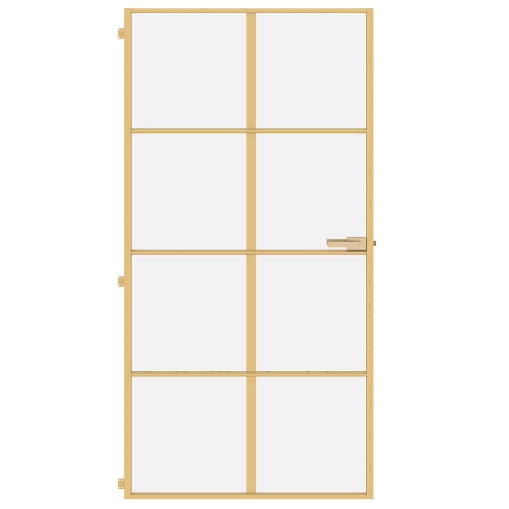 Binnendeur smal 102,5x201,5 cm gehard glas en aluminium goud