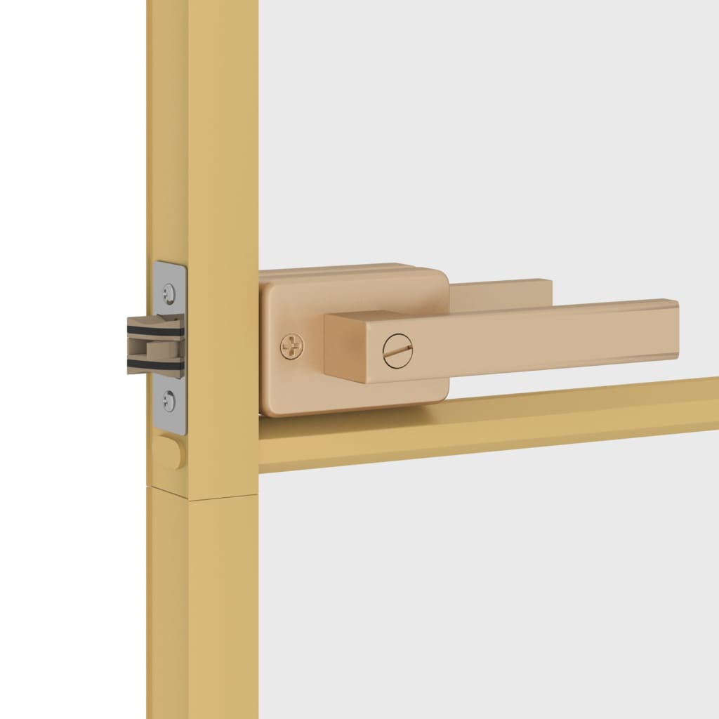 Binnendeur smal 102,5x201,5 cm gehard glas en aluminium goud