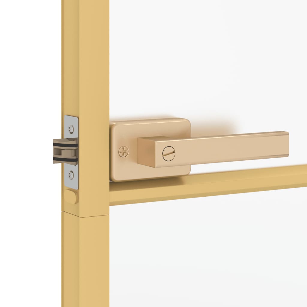 Binnendeur smal 83x201,5 cm gehard glas en aluminium goudkleur