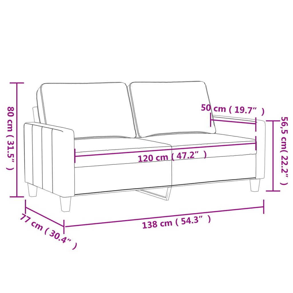 Tweezitsbank 120 cm stof lichtgeel