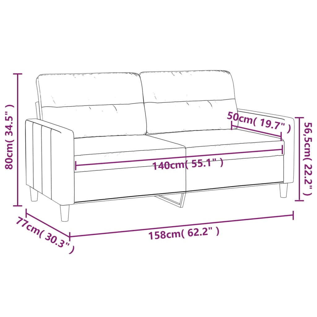 Tweezitsbank 140 cm stof wijnrood