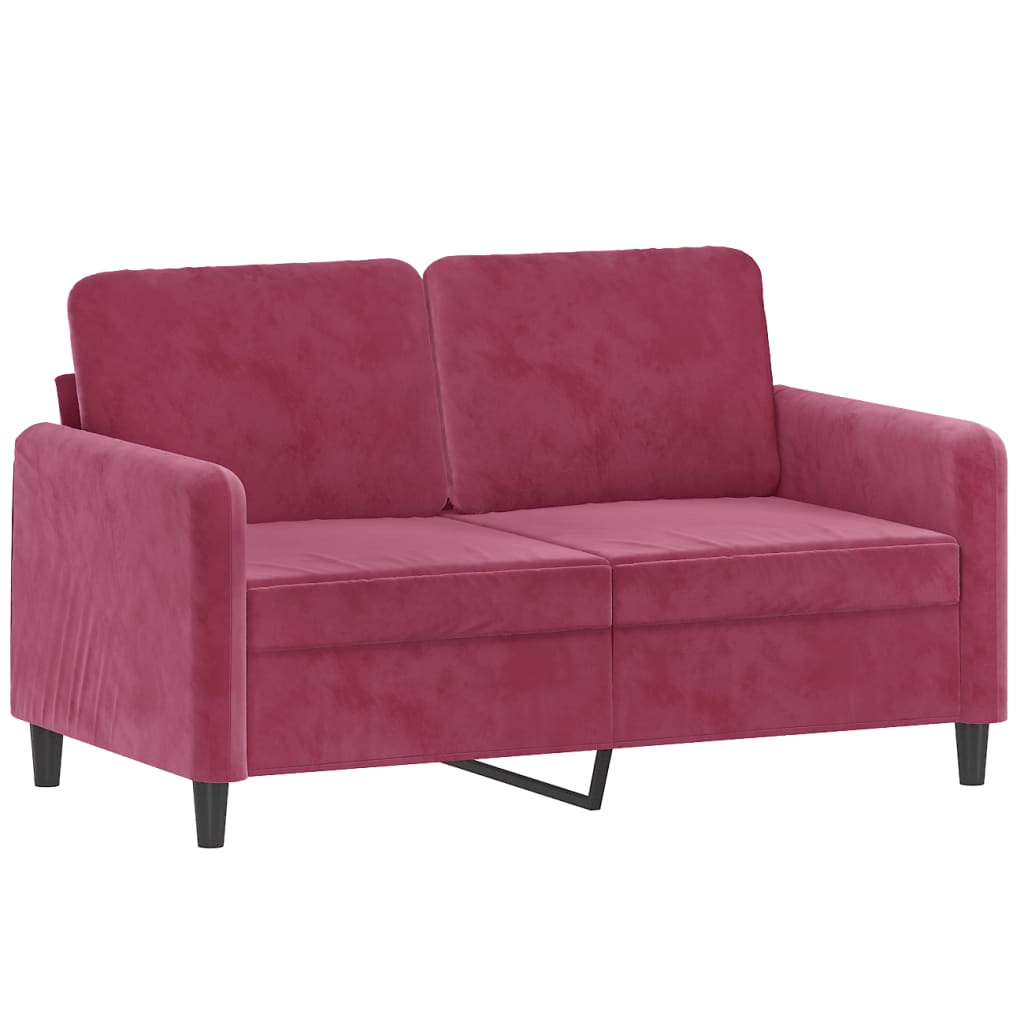 Tweezitsbank 120 cm fluweel wijnrood