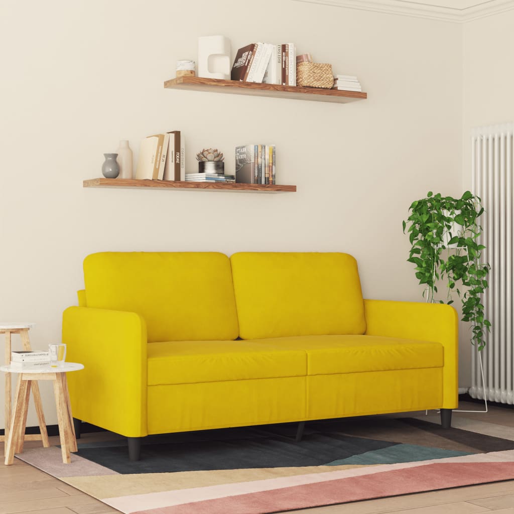 Tweezitsbank 140 cm fluweel geel