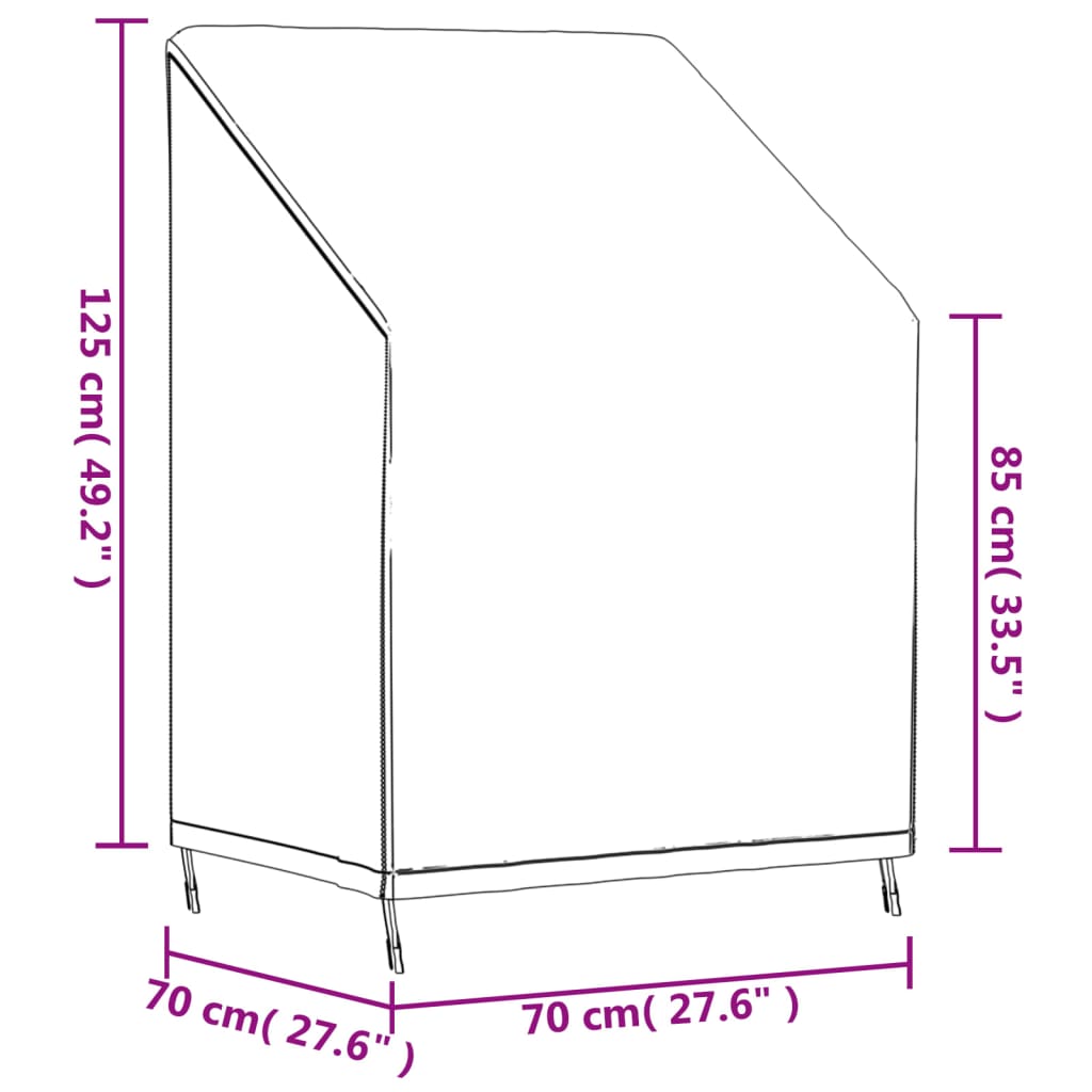 Tuinstoelhoes 70x70x85/125 cm 420D oxford zwart