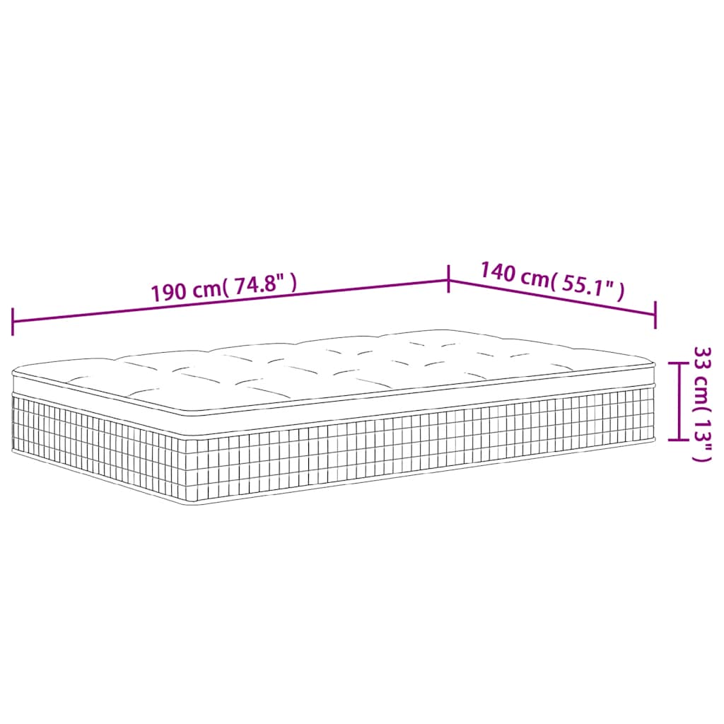 Pocketveringmatras middelhard-plus 140x190 cm