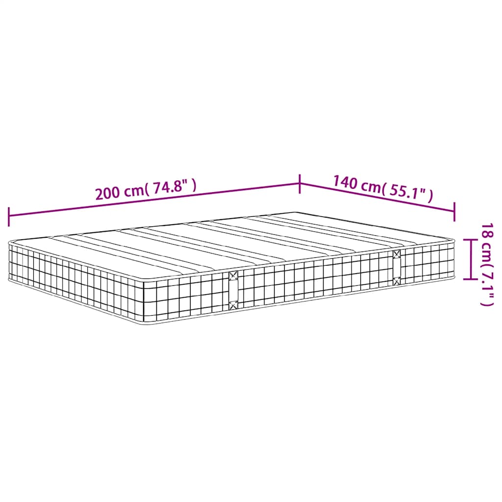 Binnenveringmatras middelhard 140x200 cm
