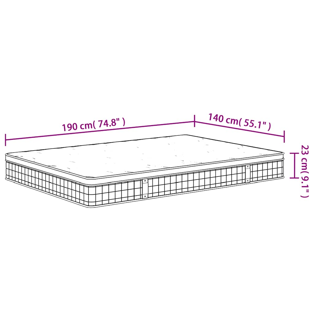 Binnenveringmatras middelhard 140x190 cm