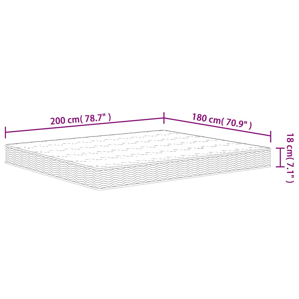Binnenveringmatras middelhard 180x200 cm