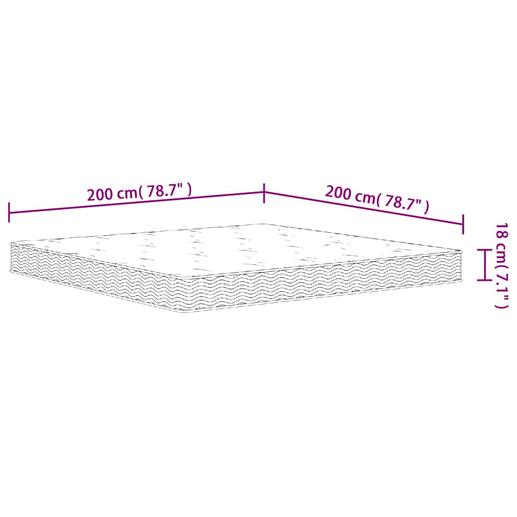 Binnenveringmatras middelhard 200x200 cm