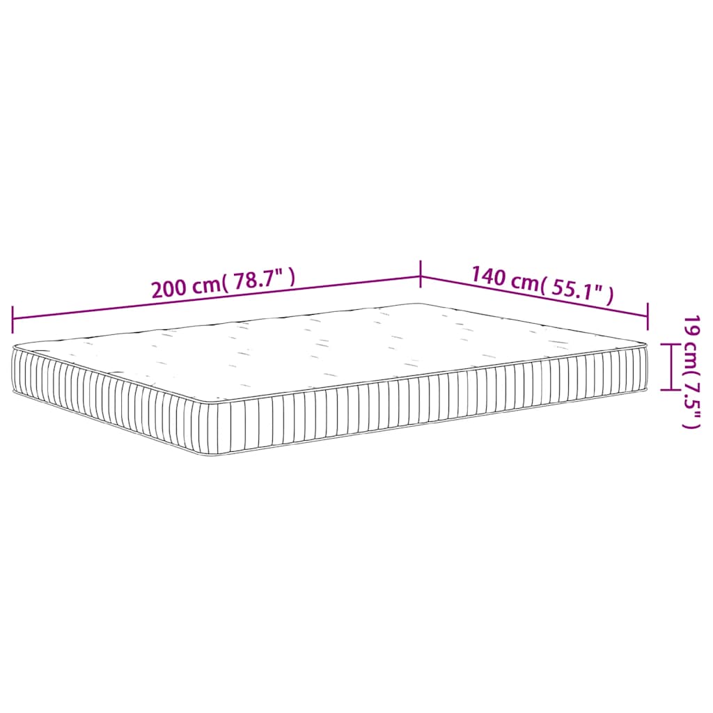 Pocketveringmatras middelhard 140x200 cm