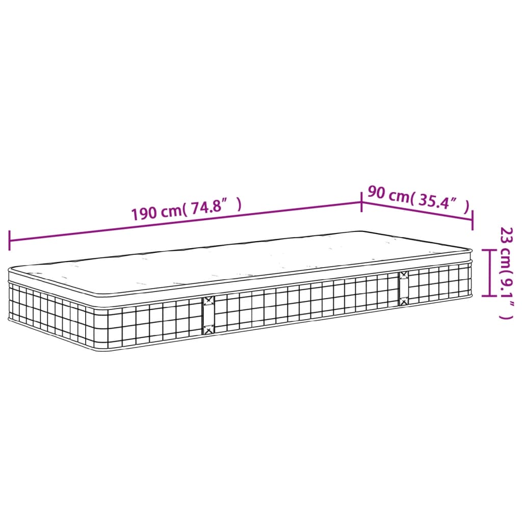 Binnenveringmatras middelhard 90x190 cm Single Size