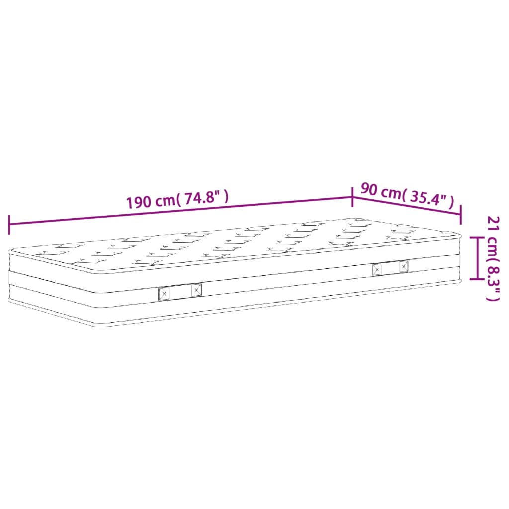 Binnenveringmatras middelhard 90x190 cm Single Size