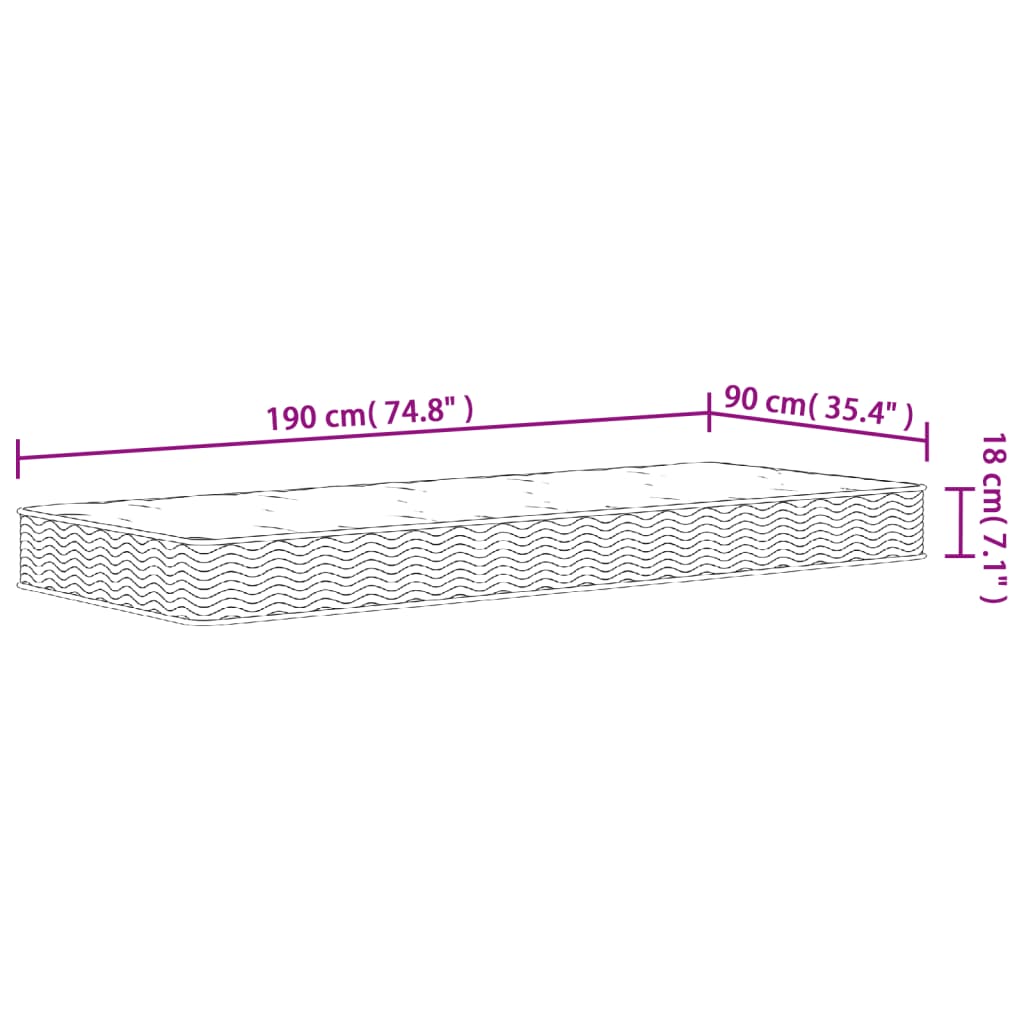 Binnenveringmatras middelhard 90x190 cm Single Size