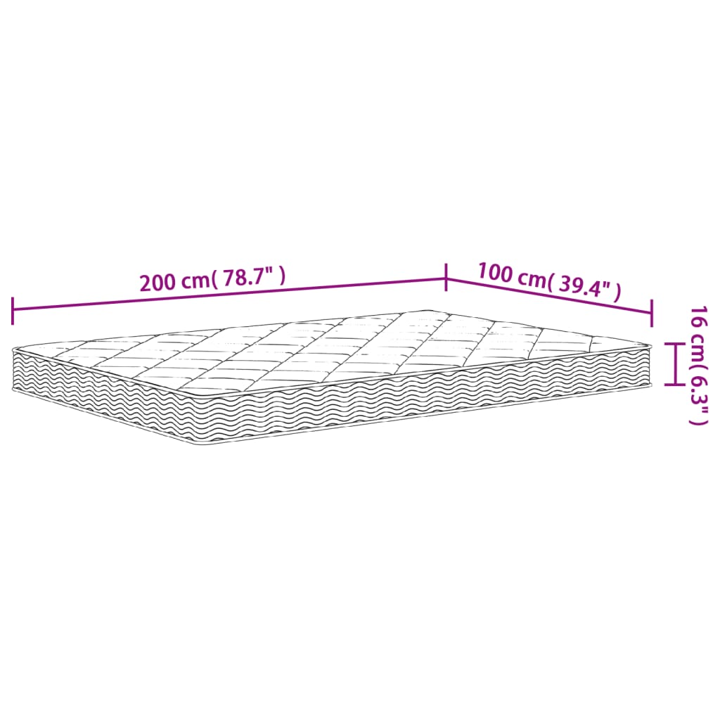 Schuimmatras middelzacht 100x200 cm