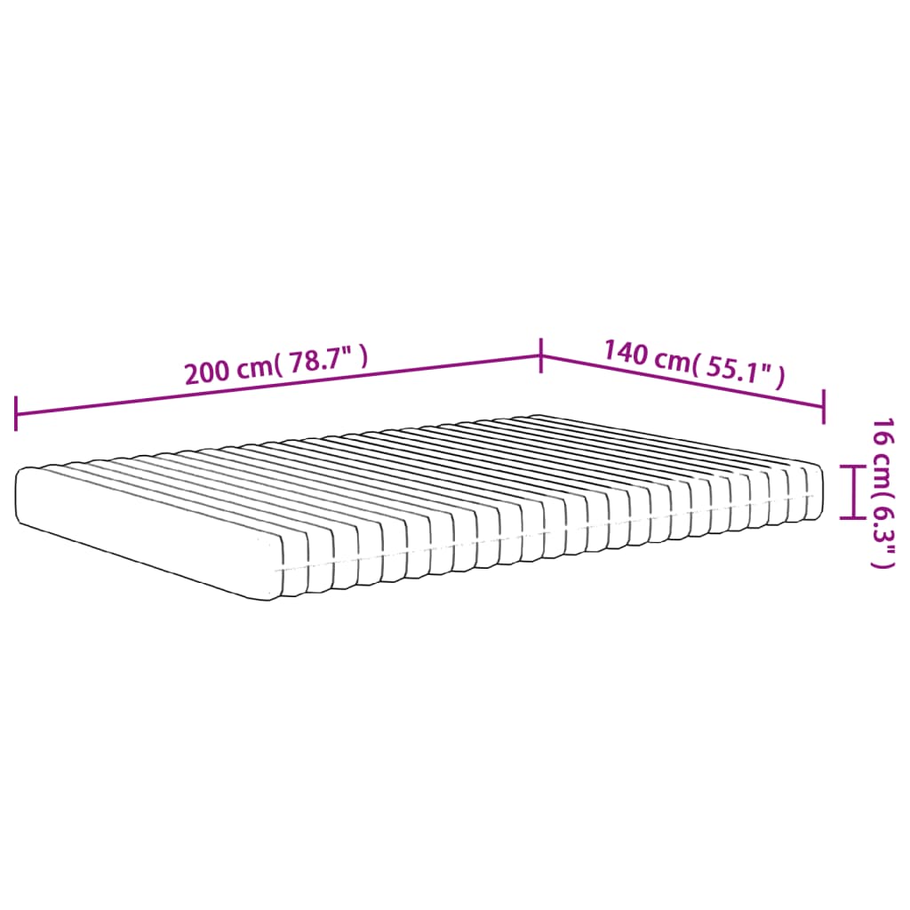 Schuimmatras middelzacht 140x200 cm