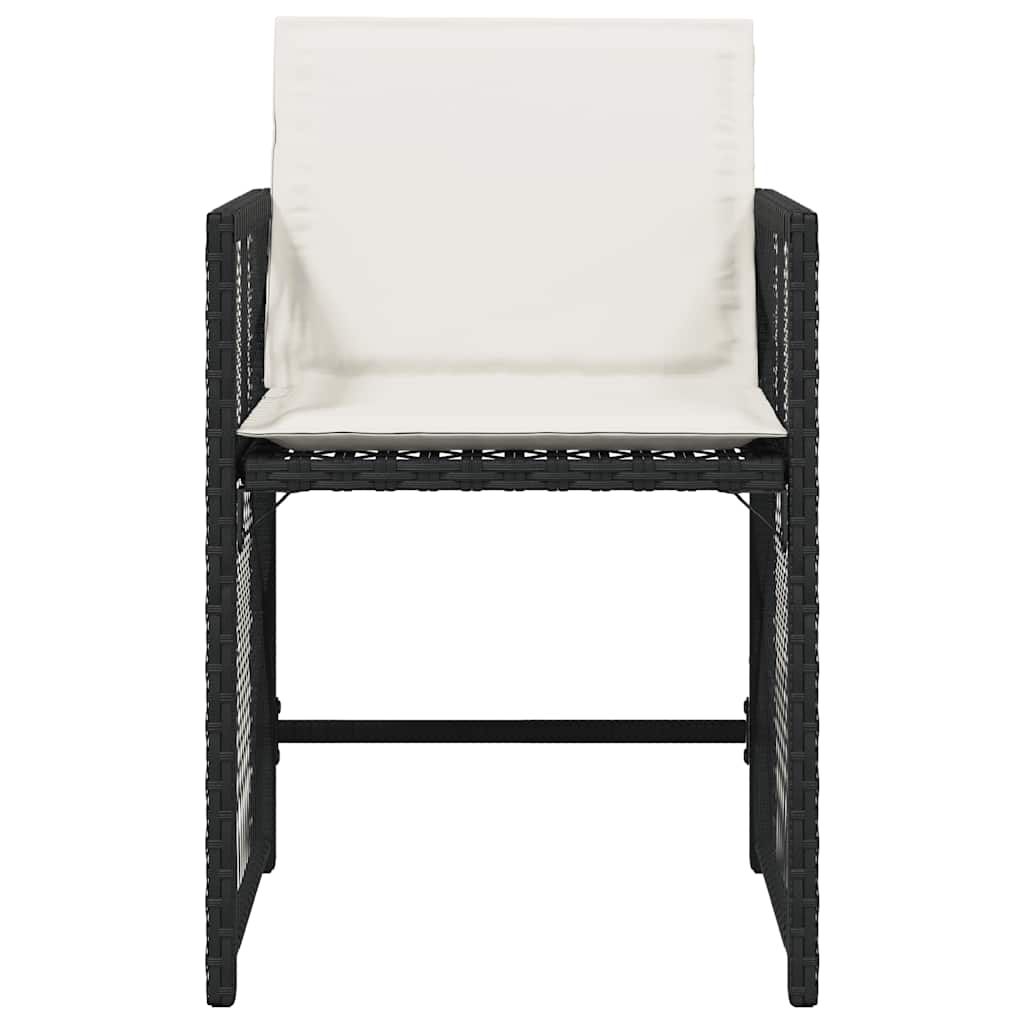 Tuinstoelen 4 st met kussens poly rattan zwart