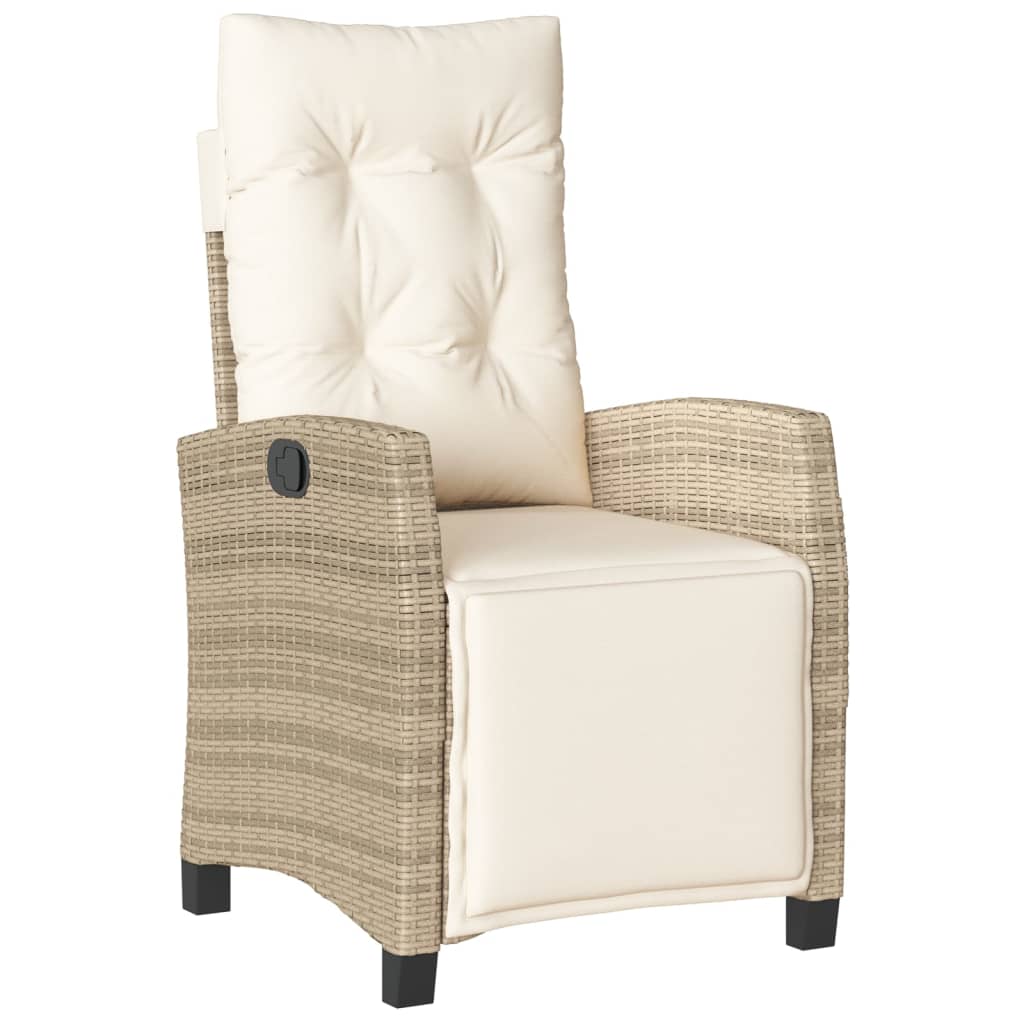 Tuinstoelen 2 st verstelbaar met voetensteun poly rattan beige