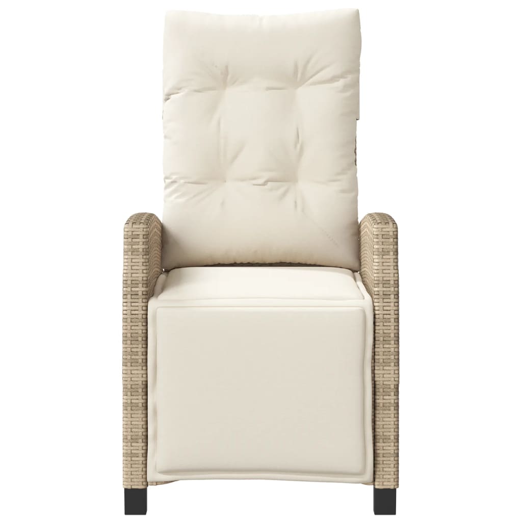 Tuinstoelen 2 st verstelbaar met voetensteun poly rattan beige