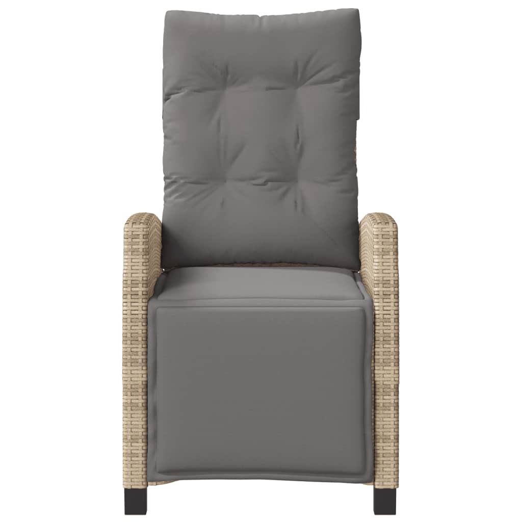 Tuinstoelen 2 st verstelbaar voetensteun poly rattan beige mix
