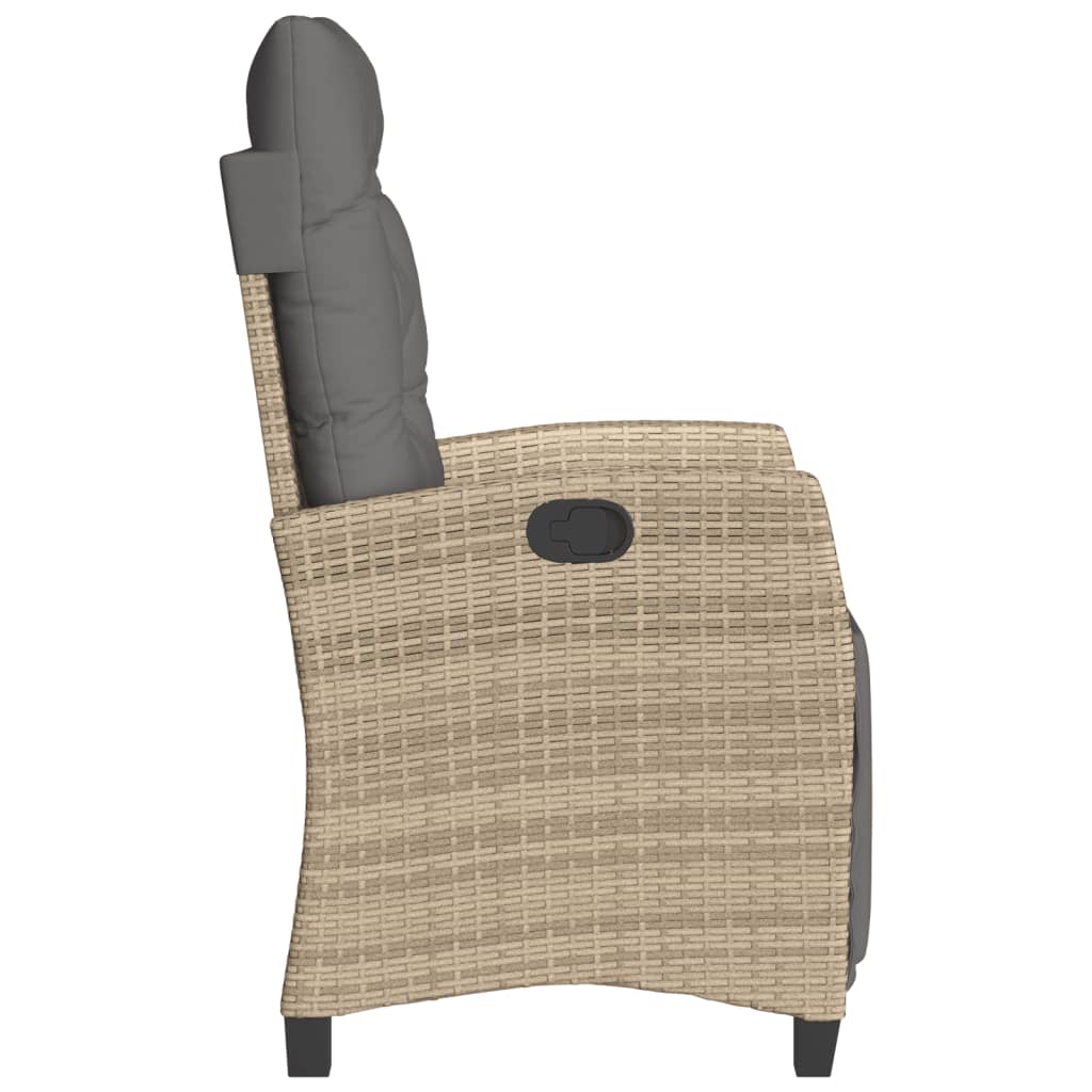 Tuinstoelen 2 st verstelbaar voetensteun poly rattan beige mix